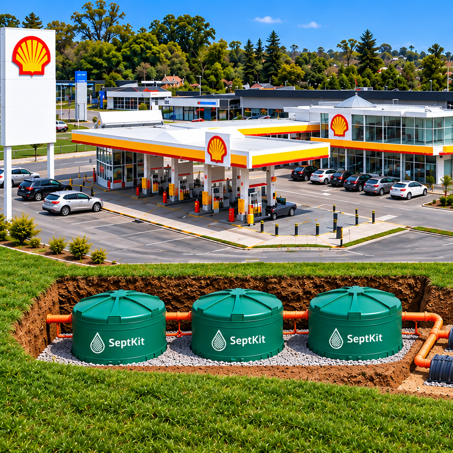 Sistema cloacal en estación de servicio Shell Cañuelas